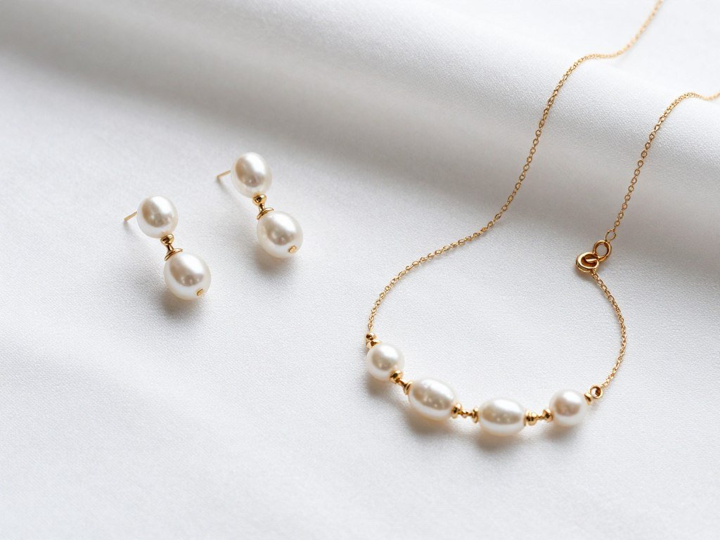 Delicate jewelry pieces paired with white graduation dress
