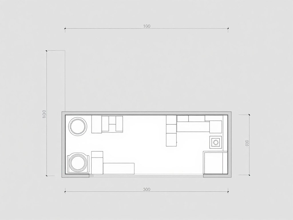 Diagram showing balcony space planning with furniture layout options