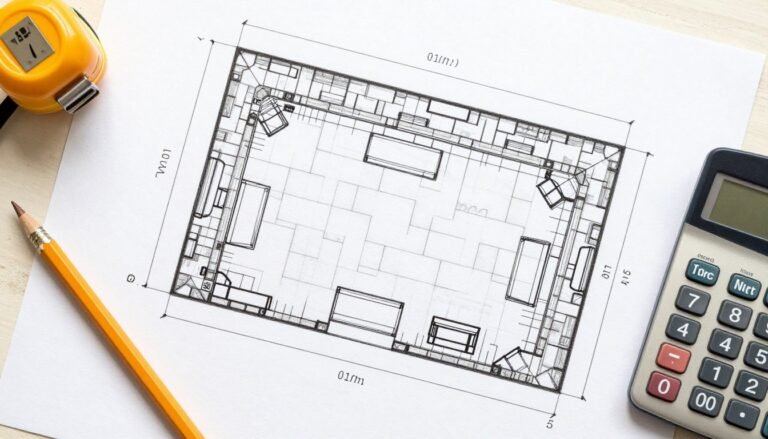 Diagram showing paver patio layout planning with measurements and material calculations