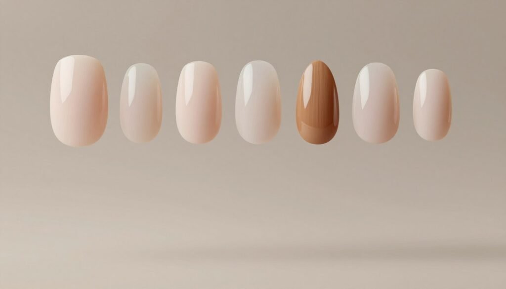 Different nail shapes displayed on a neutral background