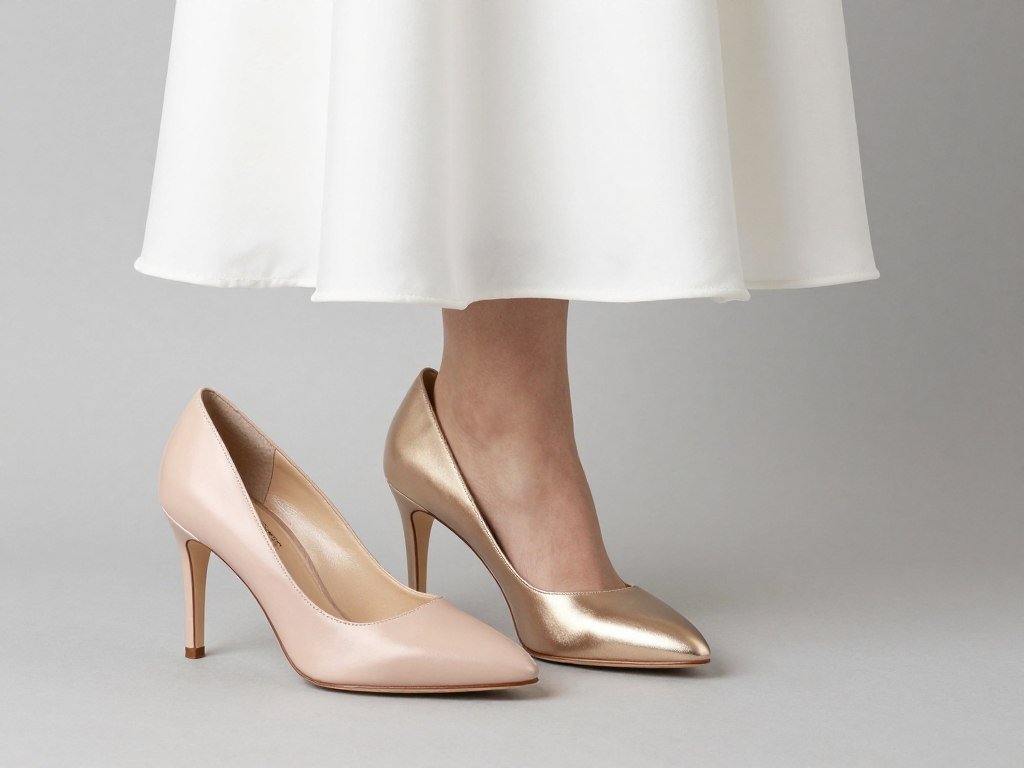 Elegant heels paired with white graduation dress