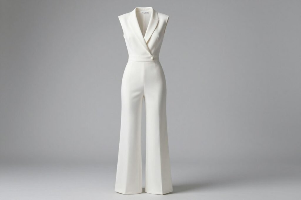 Elegant white jumpsuit for graduation