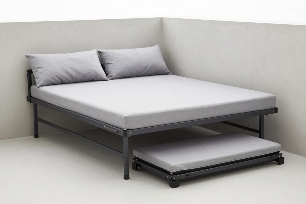 Foldable daybed with storage on a medium-sized balcony