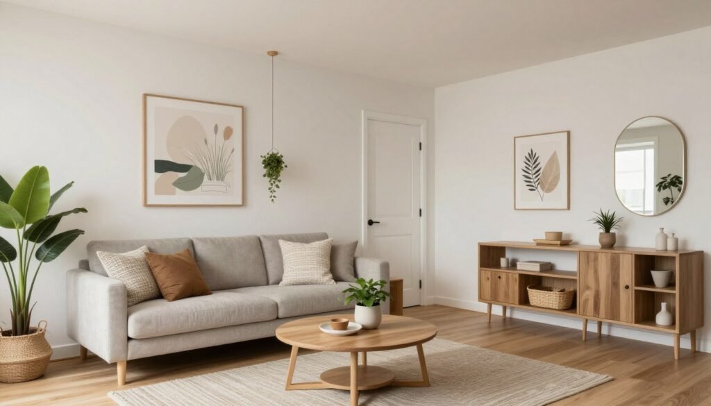 Fully decorated rental apartment showing cohesive budget-friendly style throughout