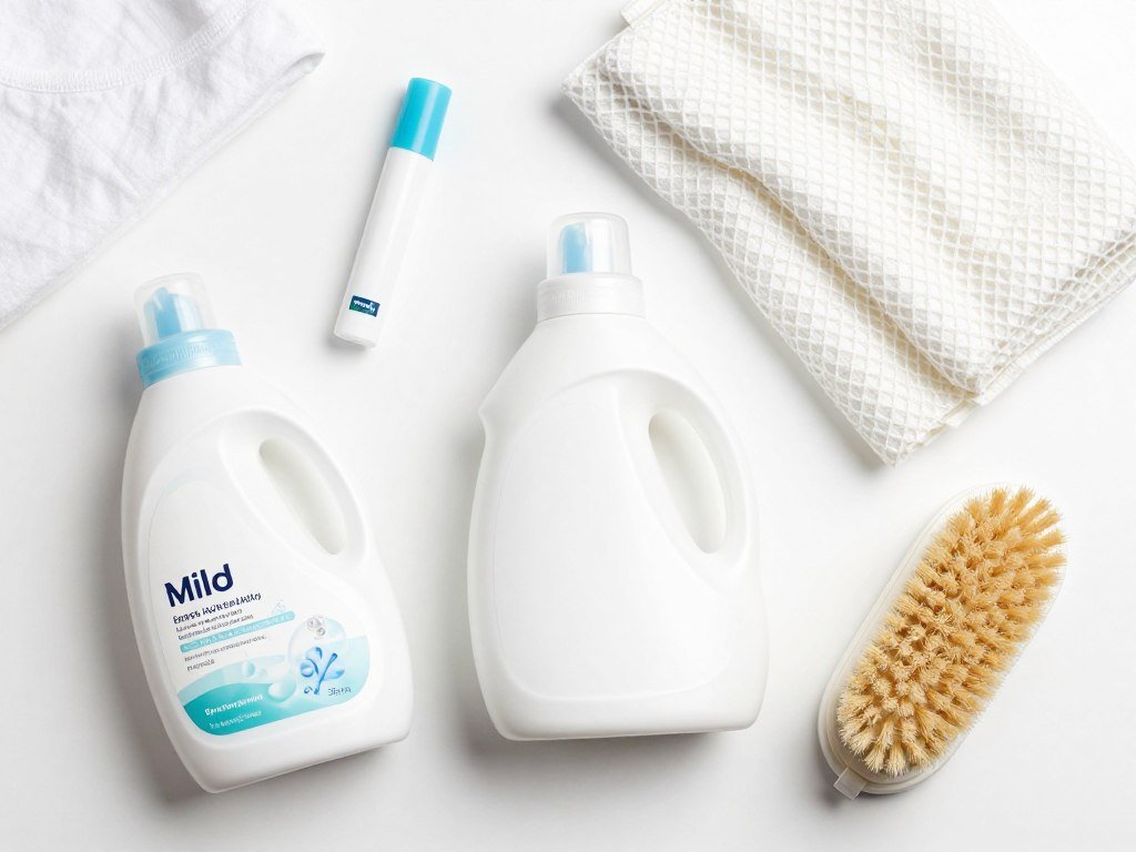 Gentle care items for maintaining a white babydoll dress