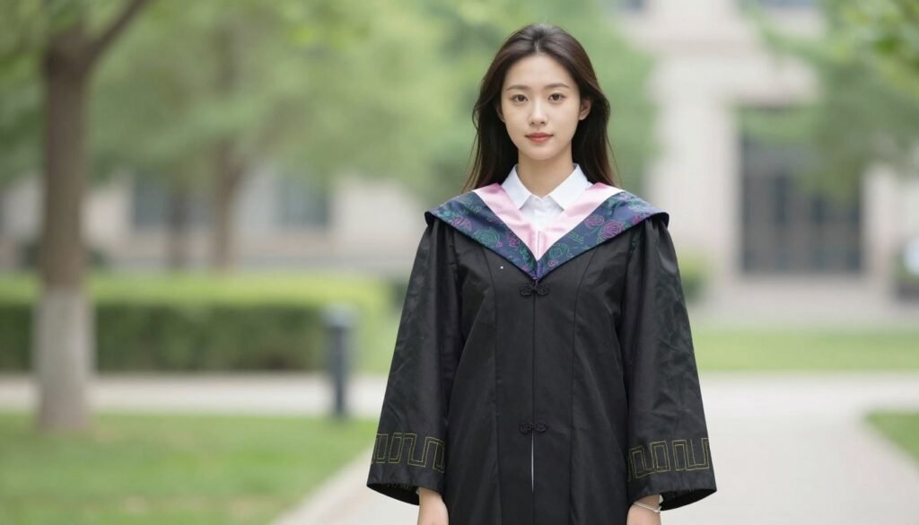 Graduate rewearing her graduation dress for another occasion