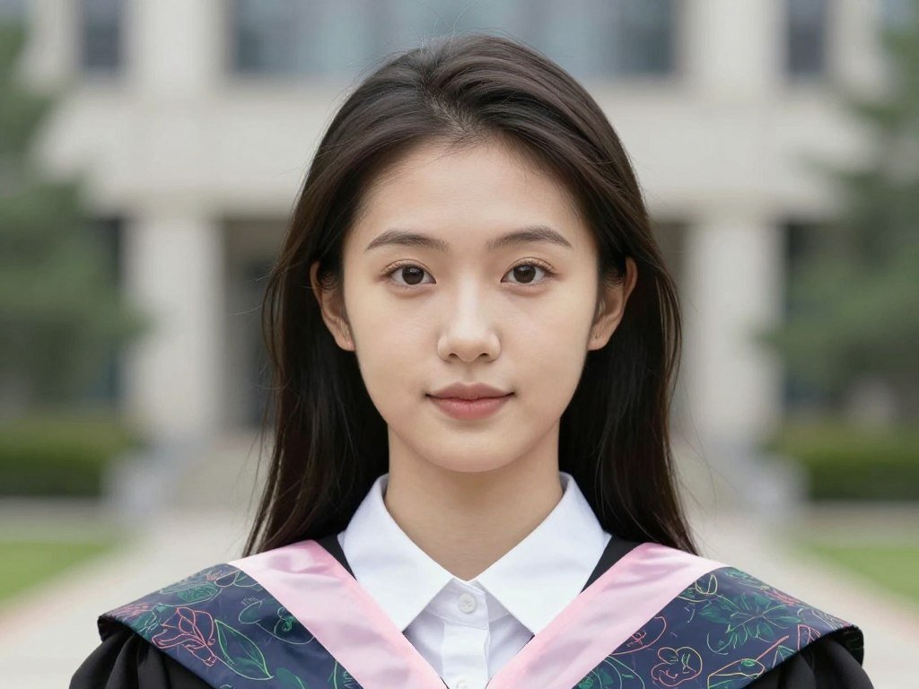 Graduate with professional makeup for graduation photos