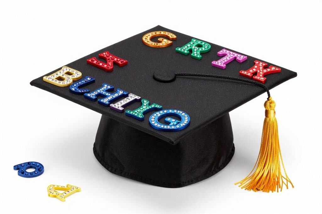 Graduation cap decoration supplies in various colors