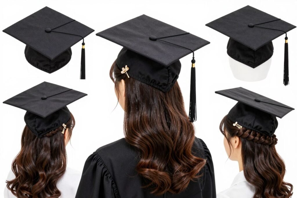 Graduation cap-friendly hairstyles and hair accessories for graduation day