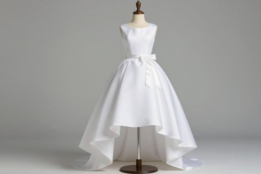 High-low 8th grade graduation dress in white