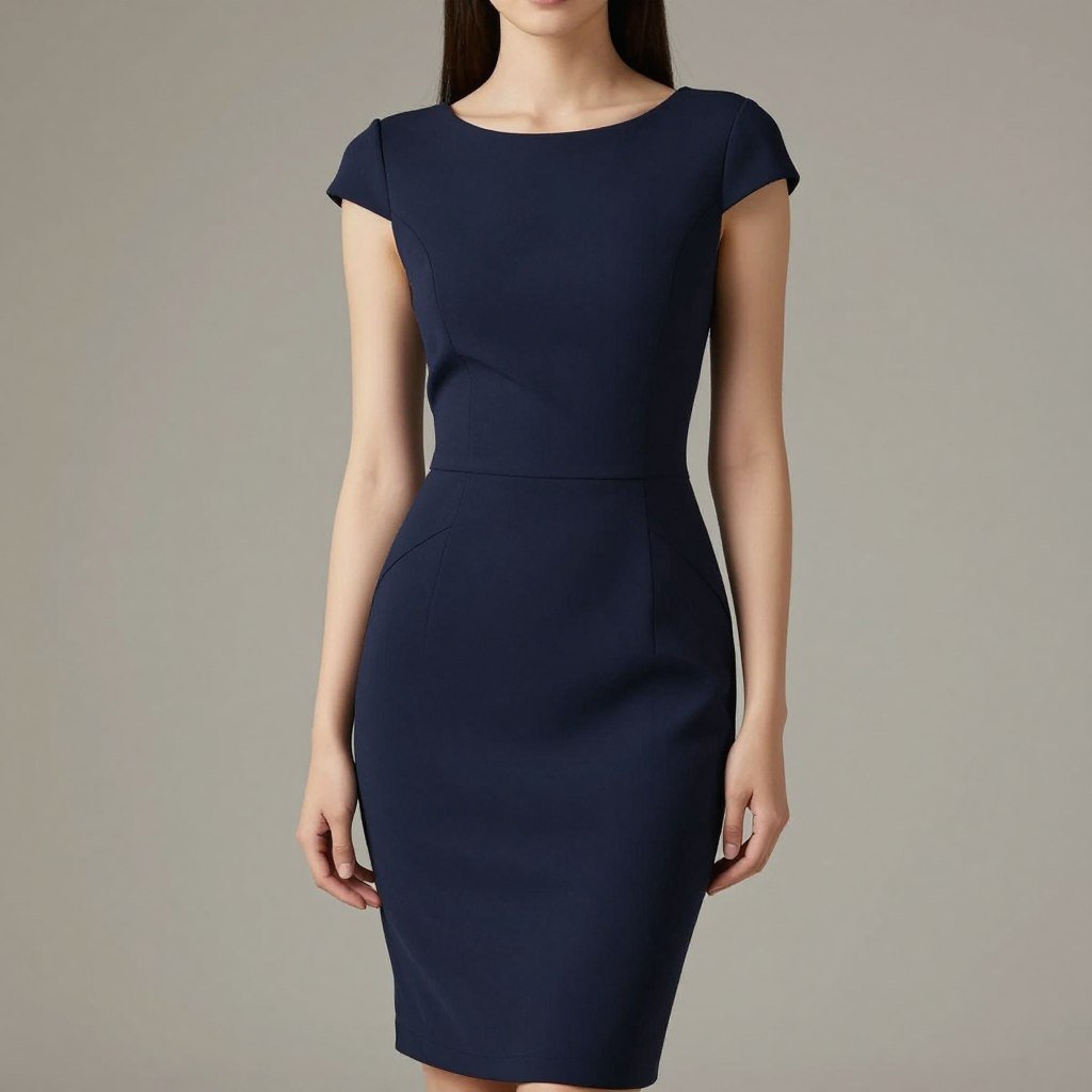 Hourglass figure in a fitted graduation dress with defined waist