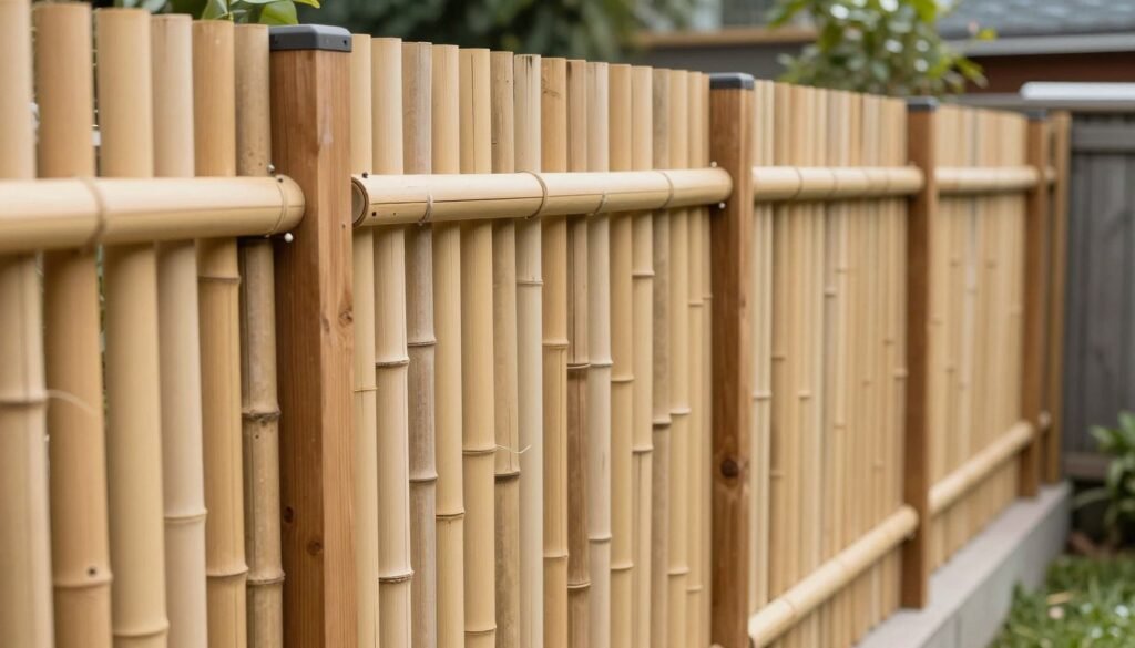 Installation of bamboo roll fencing to create an affordable DIY privacy fence
