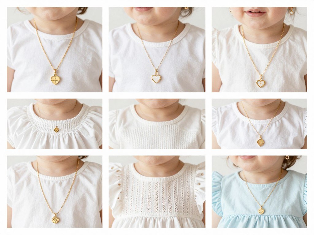 Jewelry styling options for different necklines of babydoll tops