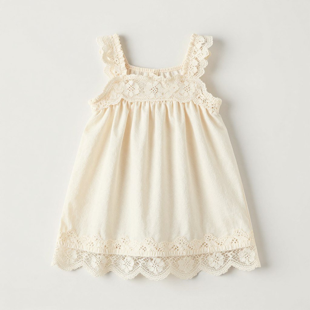 Lace-trimmed babydoll dress nightwear showing delicate lace details at neckline and hem
