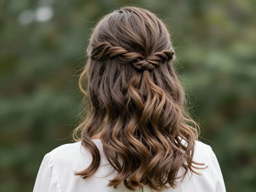 Loose waves with twisted sections for casual wedding