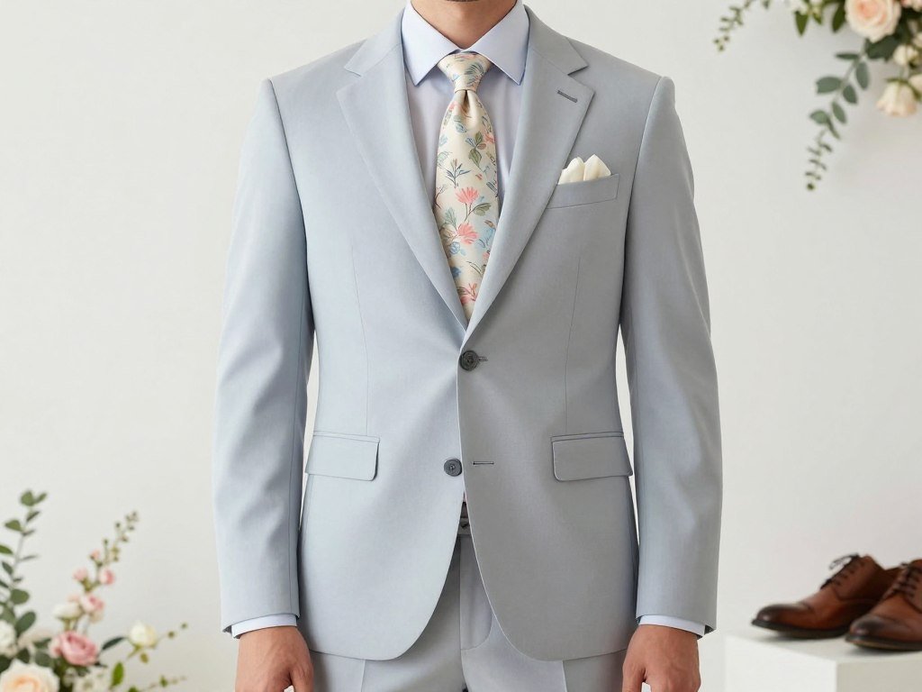 Men wedding guest outfit for spring featuring light colors and breathable fabrics