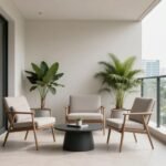 Modern minimalist balcony design with clean lines and neutral colors