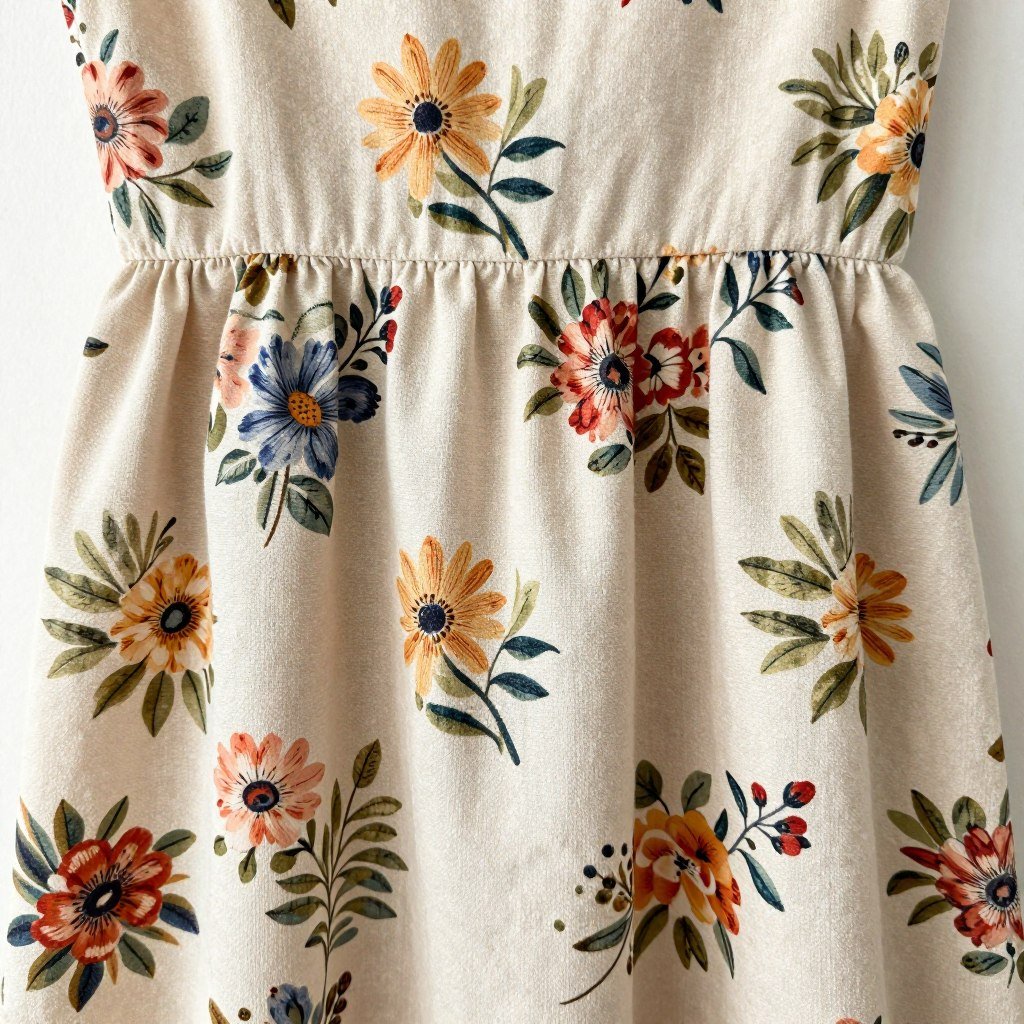 Modest summer dress with floral pattern