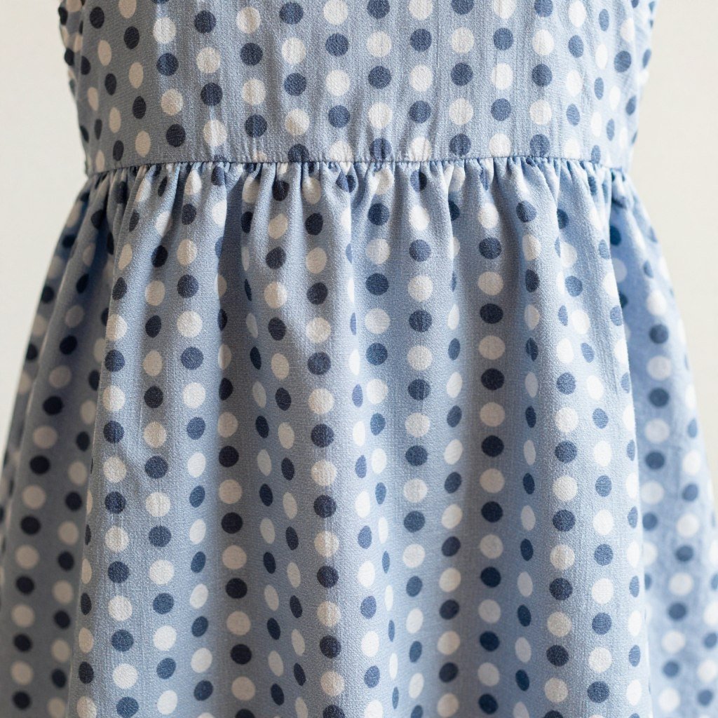 Modest summer dress with polka dot pattern