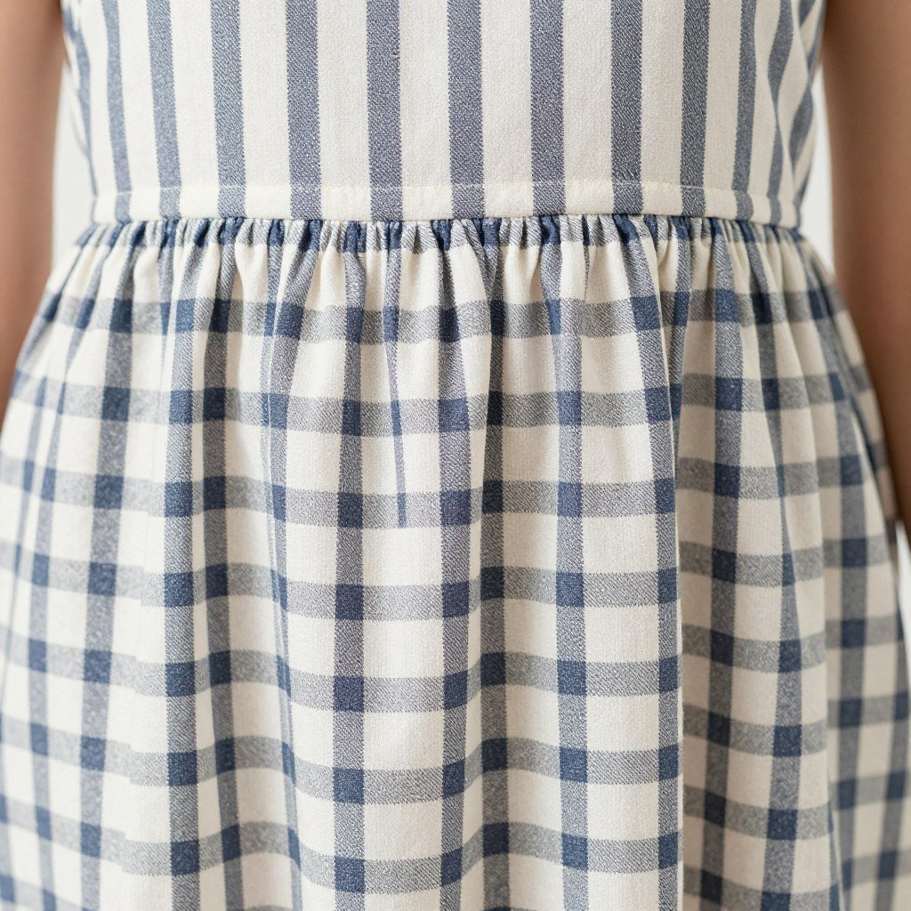 Modest summer dress with stripe pattern
