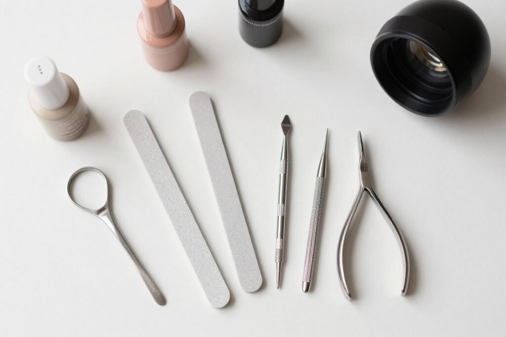 Nail preparation tools including buffer, file and cuticle pusher