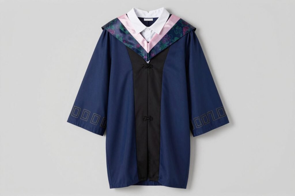 Navy blue graduation dress representing school colors