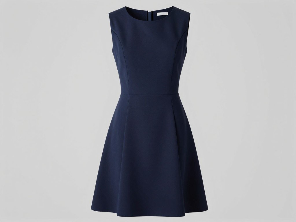 Navy blue graduation dress with structured silhouette