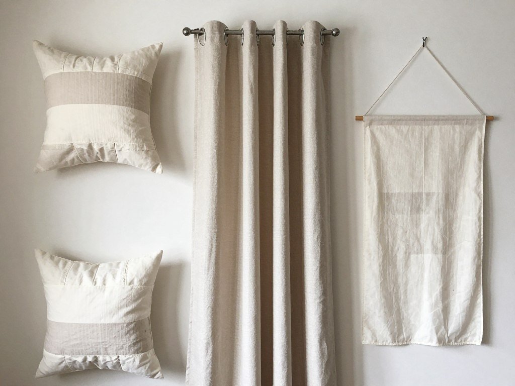 No-sew DIY textile projects for rental apartment decor including pillow covers and curtains