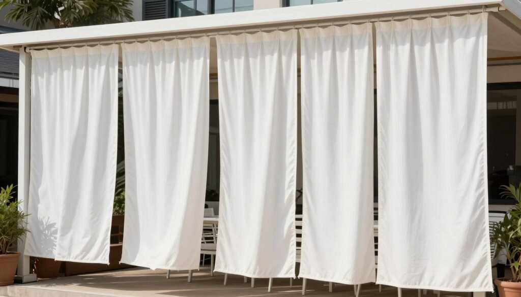 Outdoor curtains creating privacy on a covered patio
