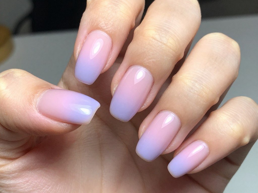 Pastel pink to lavender ombré manicure