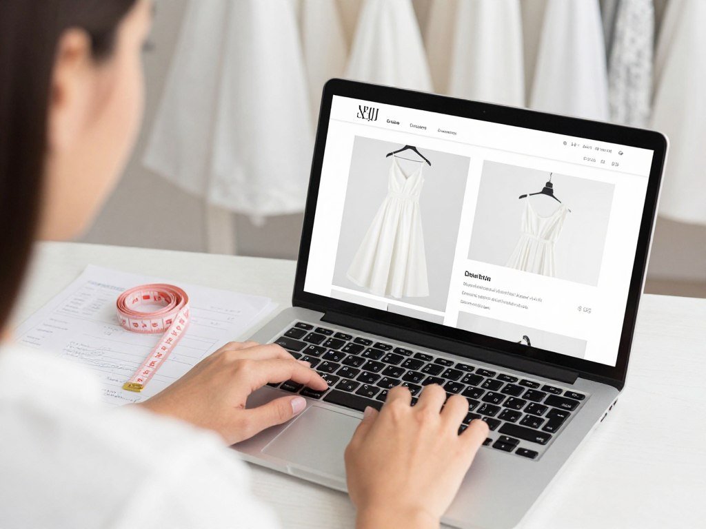 Person shopping for white graduation dress online