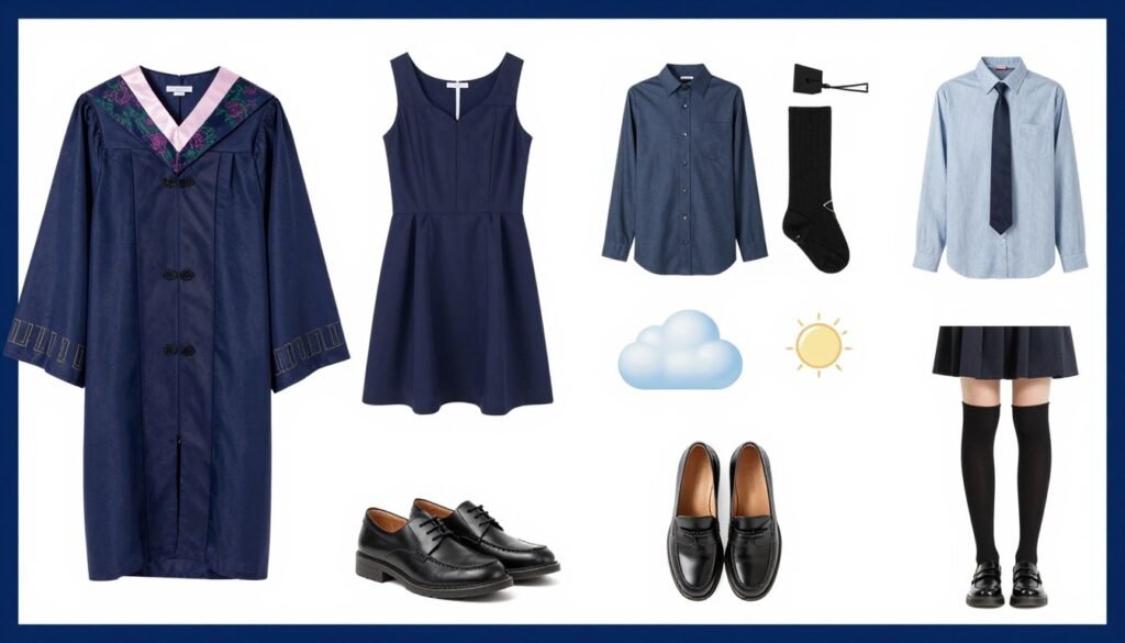 Practical considerations for high school graduation dresses shown visually