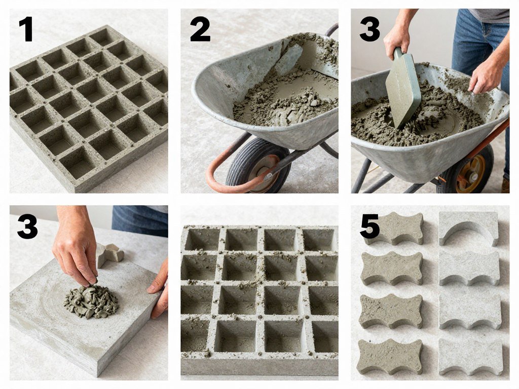 Process of making DIY concrete pavers using molds and concrete mix