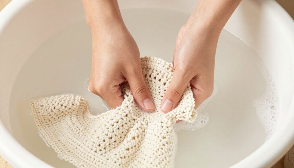 Proper hand washing technique for crochet garments