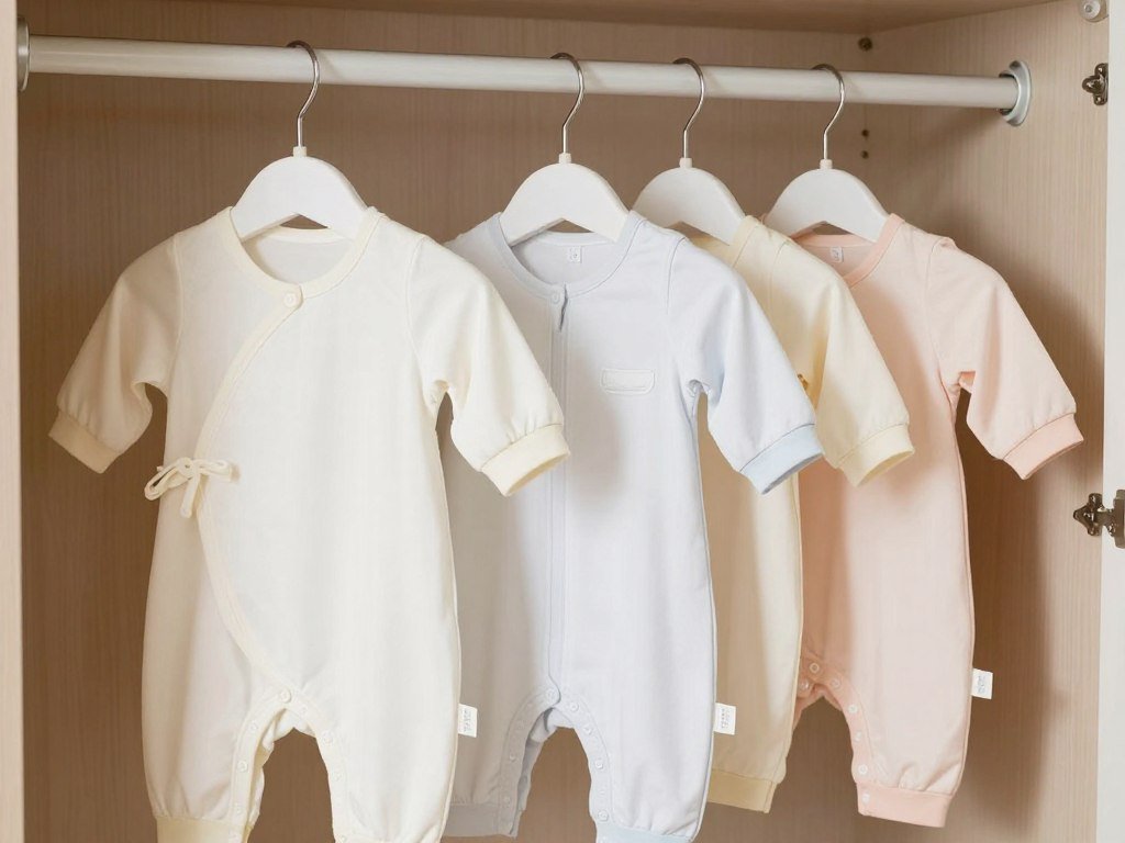 Properly stored babydoll tops on padded hangers in a closet