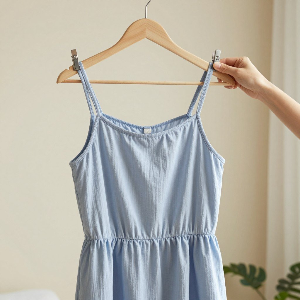 Rayon summer dress being properly cared for