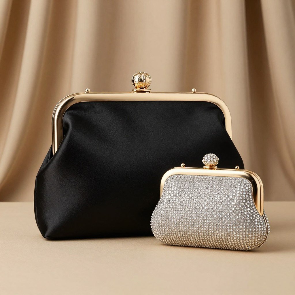 Selection of elegant clutches and small evening bags for formal wedding guest attire