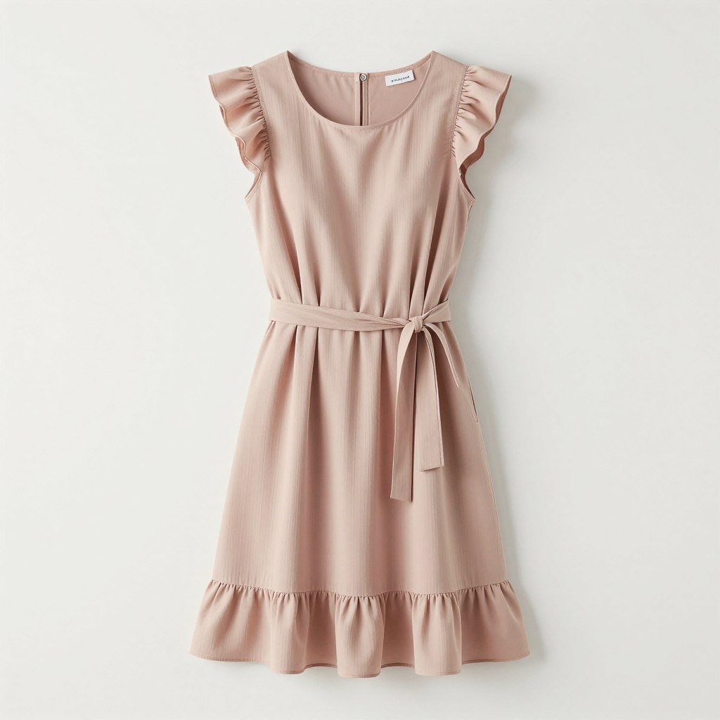 Short summer dress with details to create curves for rectangle body