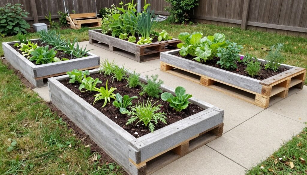 Simple DIY raised garden beds made from repurposed materials