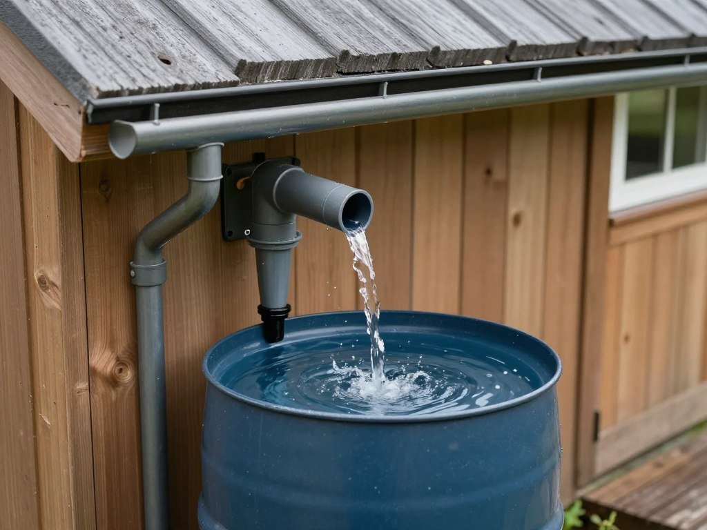 Simple rainwater collection system for a small off-grid cabin