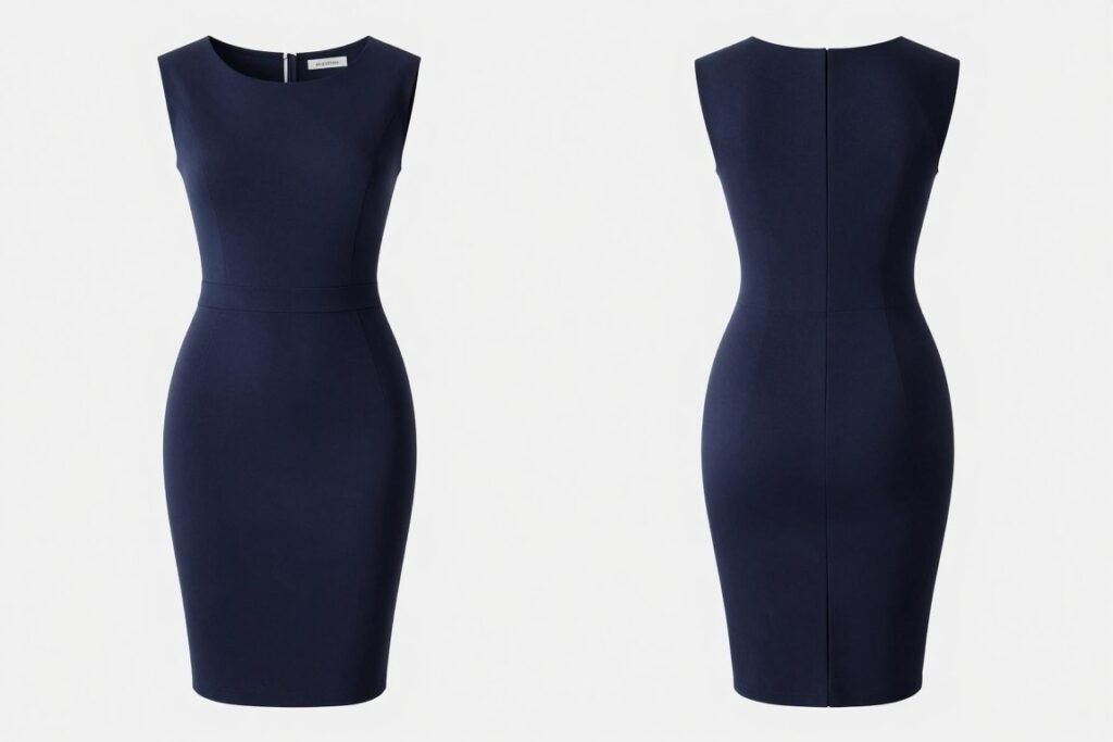 Sleek bodycon graduation dress in navy blue