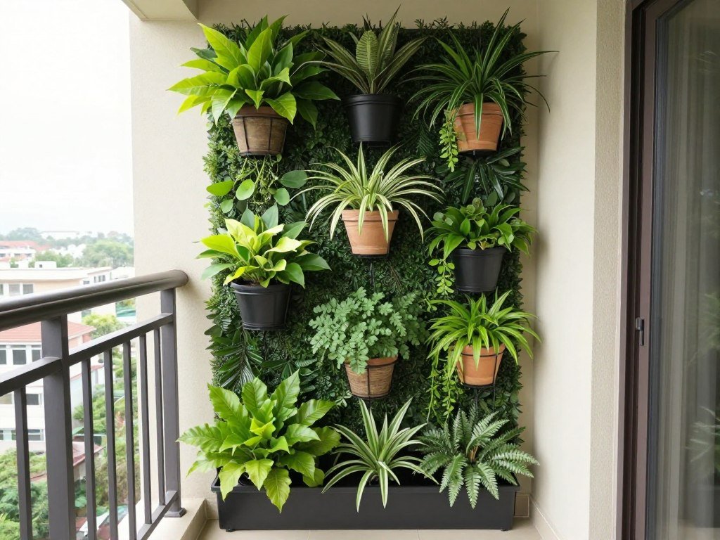 Small balcony with vertical gardening solutions