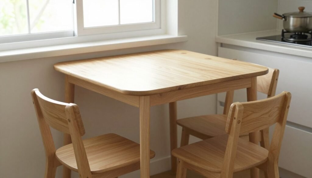 Small kitchen with a space-saving dining solution like a wall-mounted table