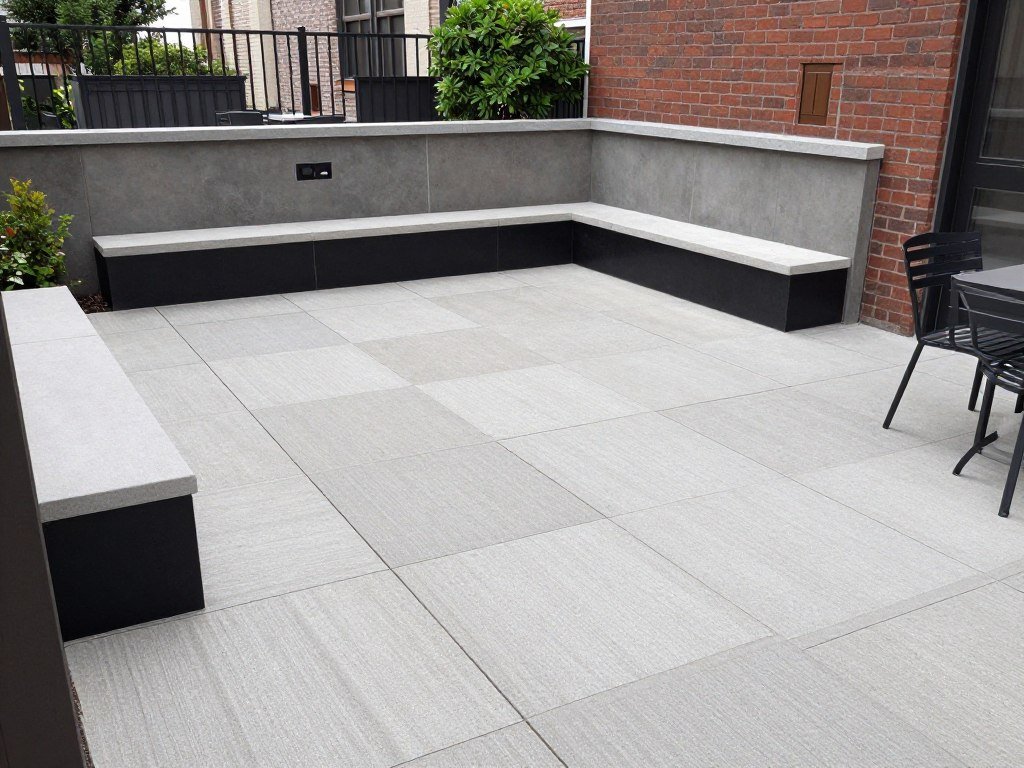 Small patio space with clever paver design to maximize functionality