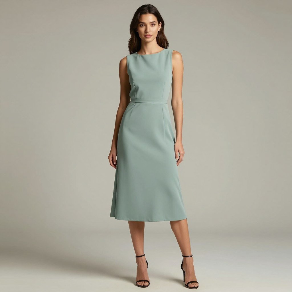 Tall figure in a midi-length graduation dress