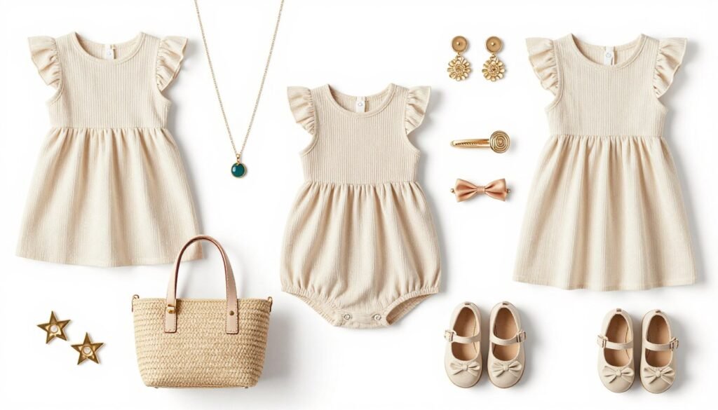 Various accessories paired with babydoll tops to create different looks