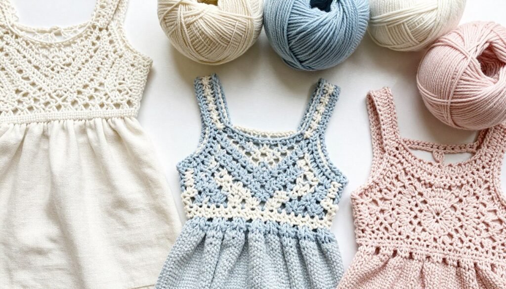 Various yarn types suitable for crochet summer dresses