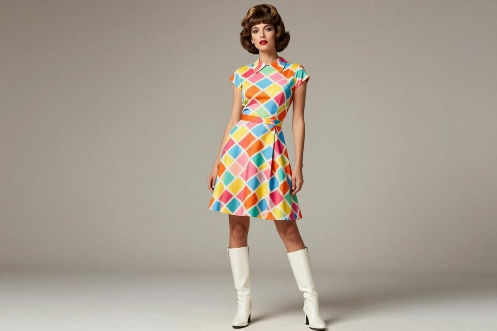 Vintage-inspired babydoll dress in 1960s mod style