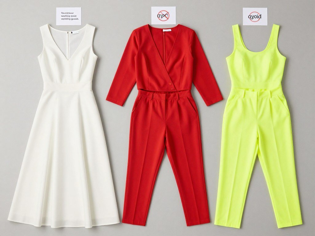 Visual guide showing colors to avoid wearing to summer weddings