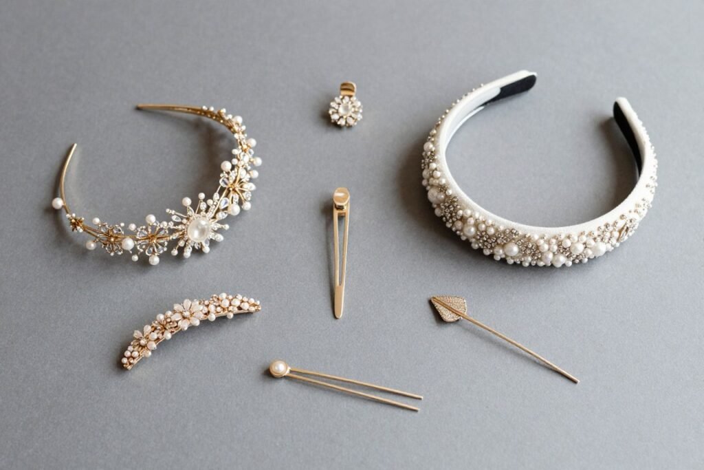 Wedding guest hair accessories including elegant clips and headbands